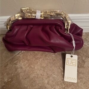 NEW WITH TAGS: Urban Expressions Purple Clutch with Gold and Purple Strap